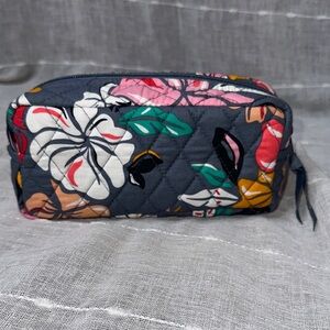 Vera Bradley Quilted Floral Cosmetic Bag - Gray and Pink